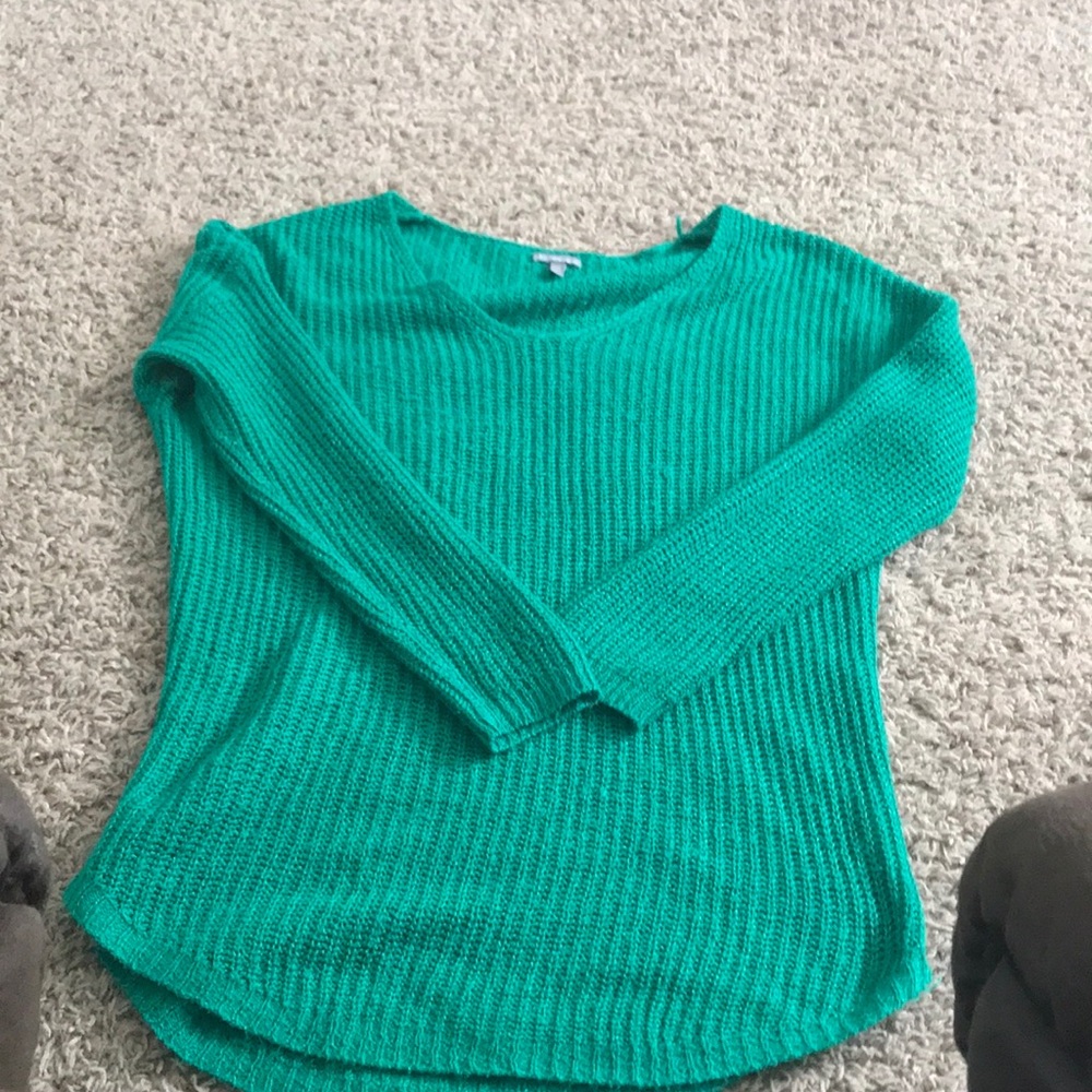 green sweater